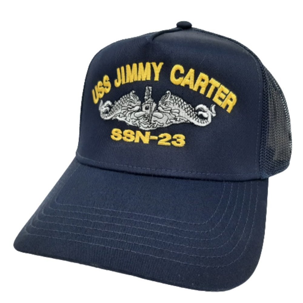 USS Jimmy Carter SSN-23 Mesh Snapback Cap Hat Navy Blue Boat Naval Ship